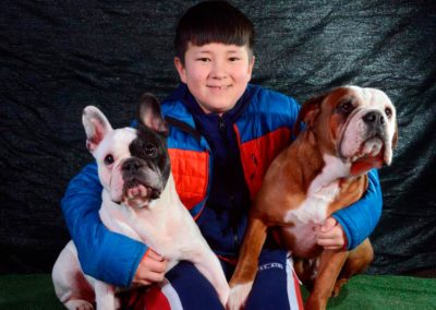 Tim et deux bouledogues